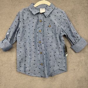 NWT Okie Dokie Toddler Boys Long Sleeve Button-Down Shirt - animal print
